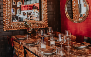 wine glasses on a table