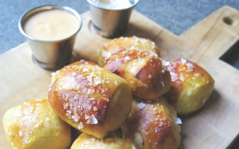 pretzel bites on a plate