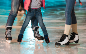 A group ice skating