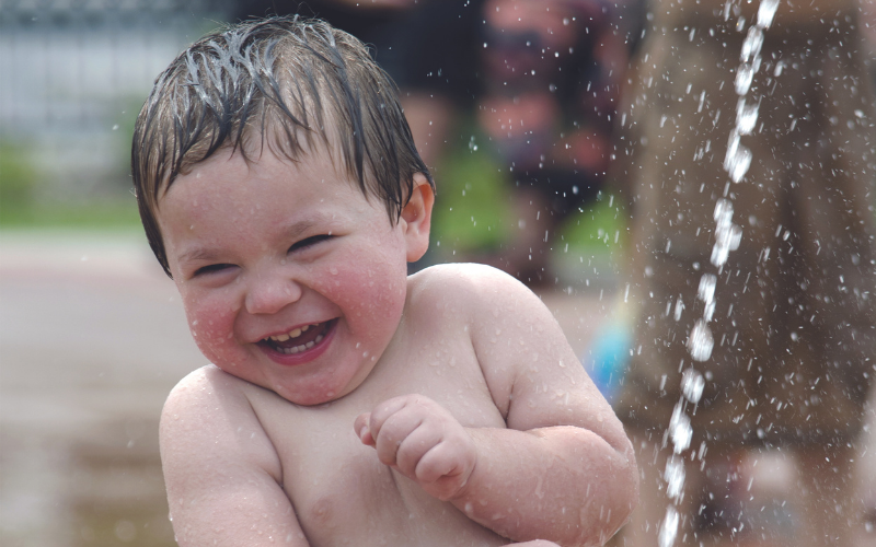 little kid in water