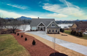 High shot of house with lake, Complete Concrete & Hardscapes