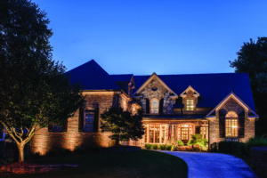 Lit up house at night