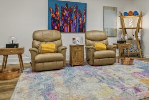 Tree of life, waiting room with two comfy chairs