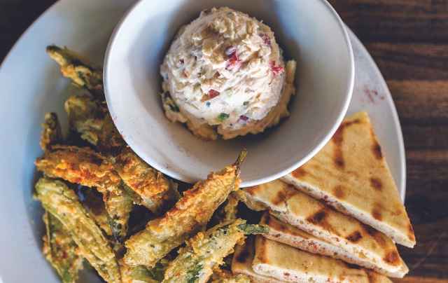 Okra and bread with dip