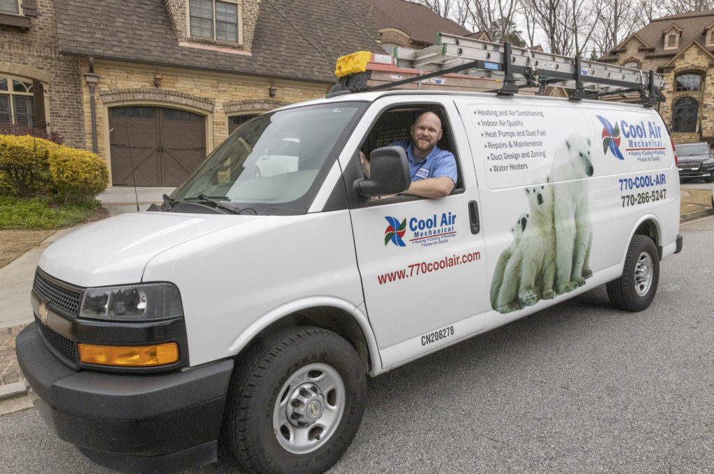 Man in Cool Air white van