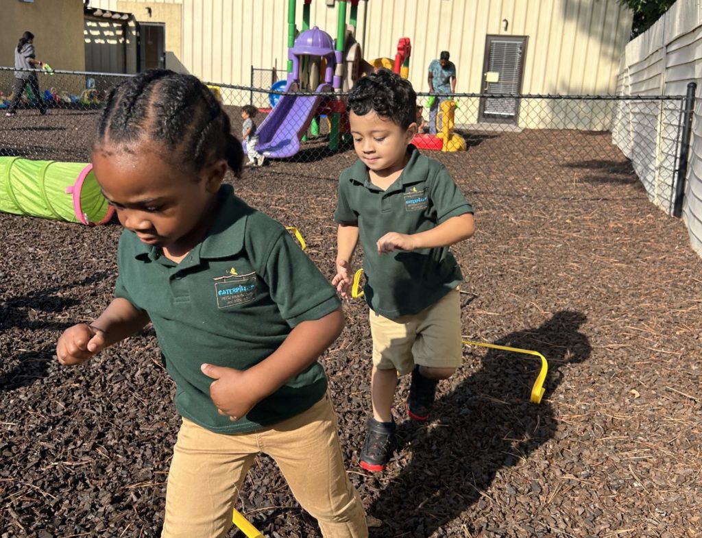 Kids running on playground