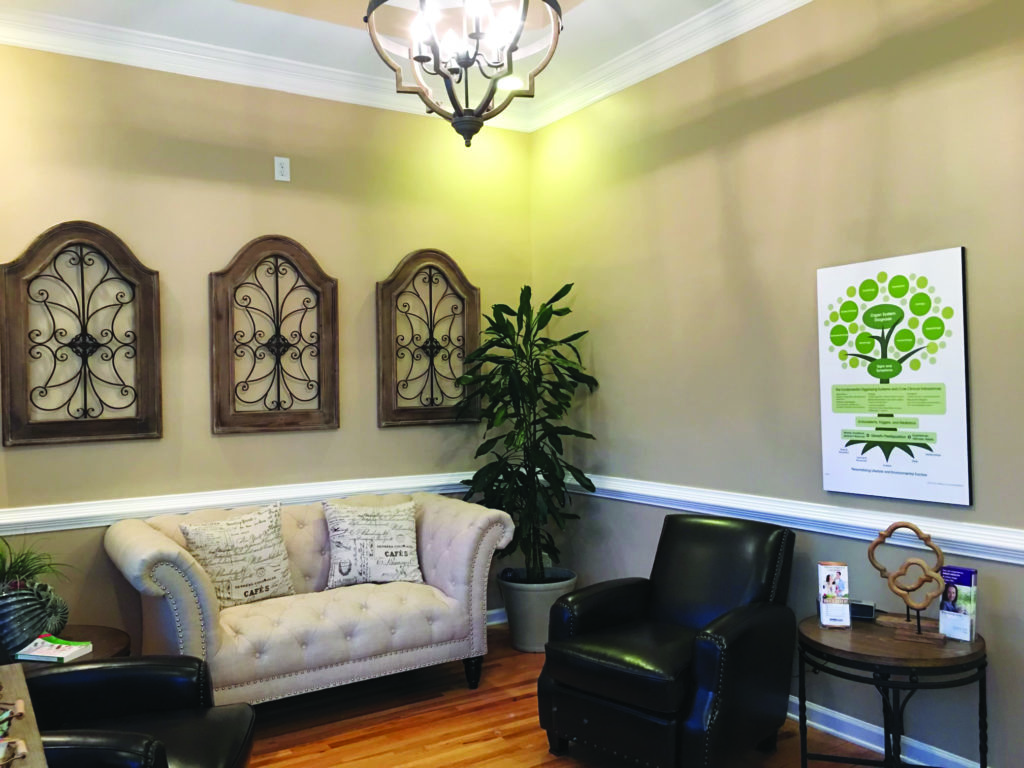 Avanti waiting room with white couch