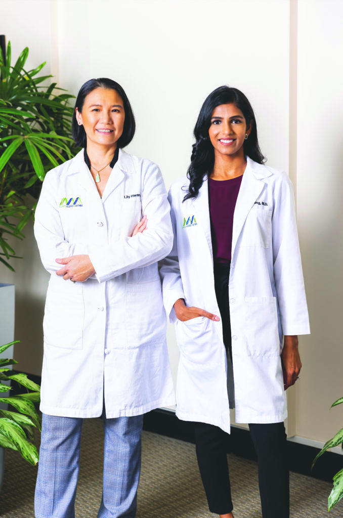 Women in white lab coats